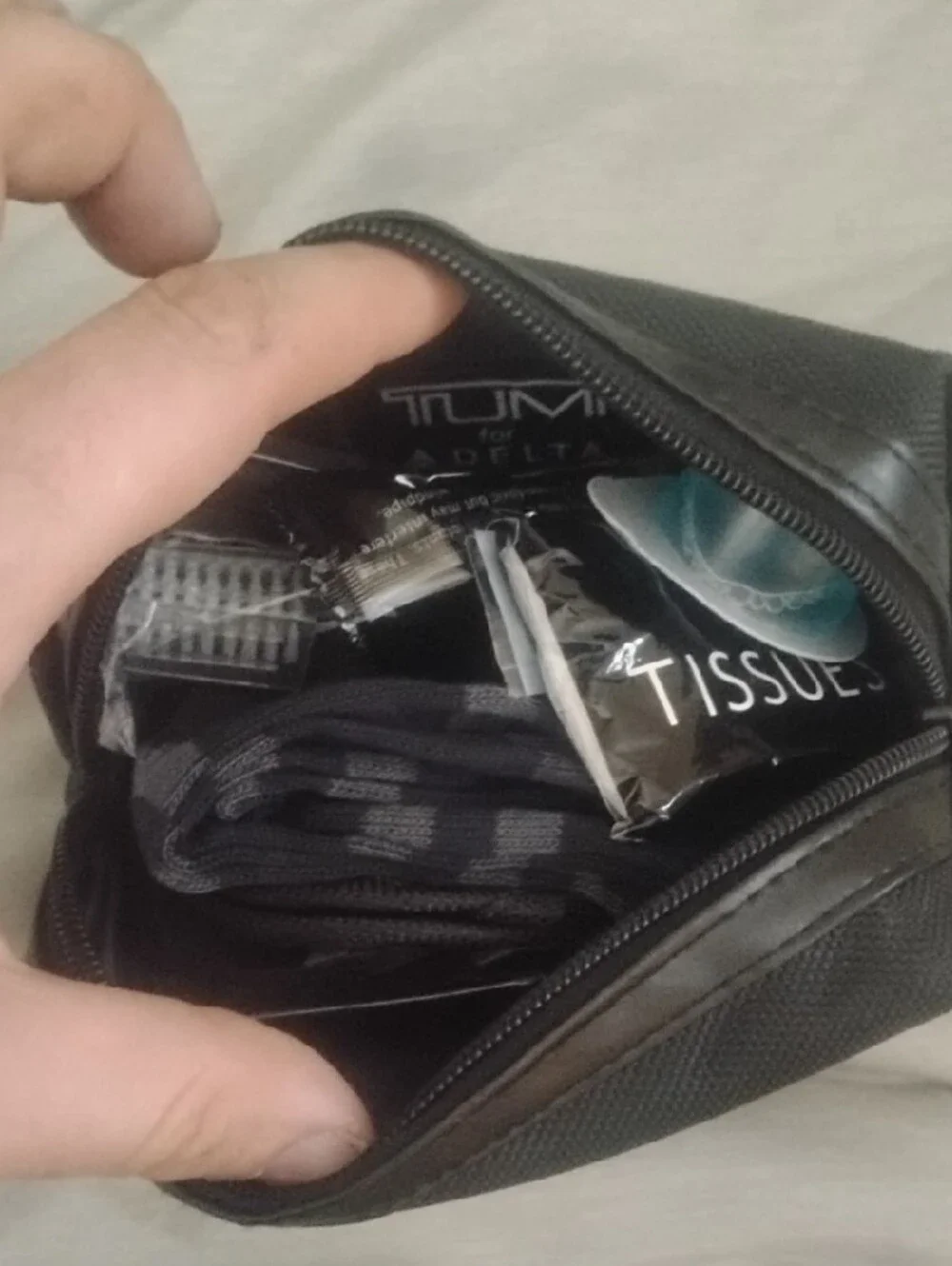 Tumi Black Travel Amenity Pouch for Delta